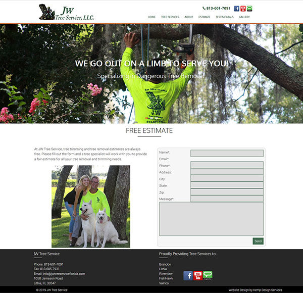 Tree Service Website for JW Tree Service LLC, Tree Trimming Business Website, Service Industry Website