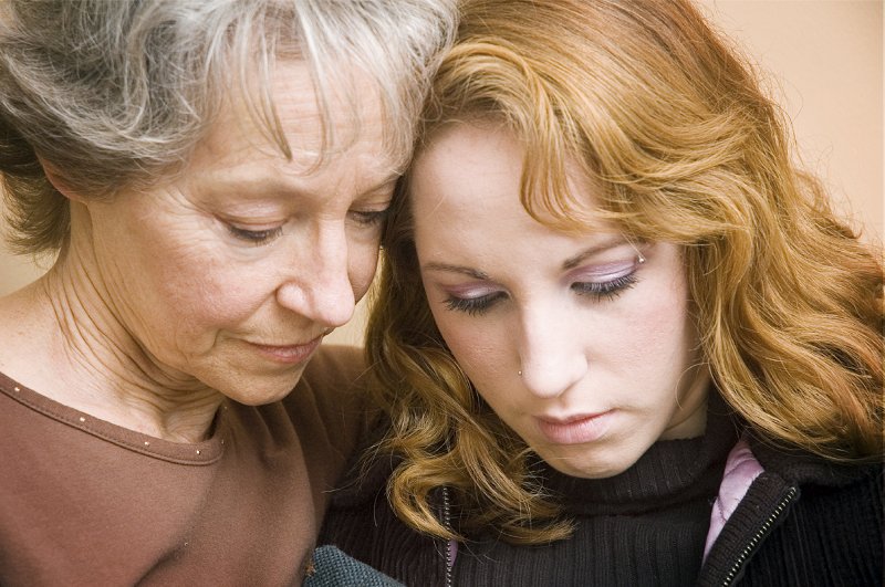 Grieving Mother and Daughter